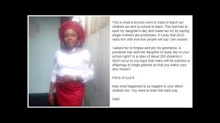 Nigerian mum furious at her daughter’s lecturer for saying all single moms are love peddlers