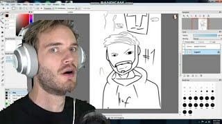 I react to my friend video. Drawing Pewdiepie (HanopeZ)