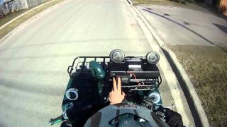 rippin my atv to the store, yamaha big bear honda rubicon 500