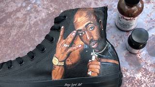 2PAC Tribute Painted Converse | How To Paint Sneakers | Custom Tupac Shoes