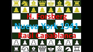 Raúl Capablanca (blancas) vs H. Forsberg (negras) Nueva York. 1941