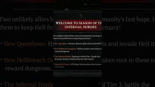 Season Of The Infernal Hordes Is Here!! #diablo #diablo4 #shorts #blizzard #blizzardentertainment