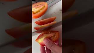 Cutting fresh tomato 🤤 #shortsvideo #shorts #youtubeshorts #food #tomato #cutting #italianfood #fun