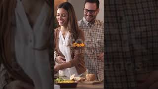 A couple in a kitchen in love