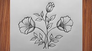 Flower Drawing | Easy Drawing |Embroidery Floral Design | Cushion Cover | Flower Design | Flower art