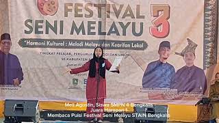 Meli Agustin, Siswa SMPN 4 Bengkalis Juara Harapan 1 Festival Seni Melayu STAIN Bengkalis