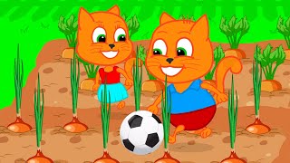 Familia de Gatos - Fútbol en la casa de campo Dibujos Animados Para Niños