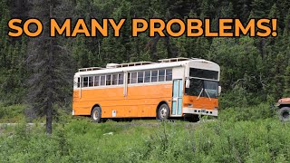 3 Major Bus Problems in 400 Miles!  Skoolie Travel Timelapse - Calgary to Grande Prairie