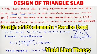 design of triangle slab, slab design, limit state method, design of RC elements, yield line theory