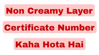 non creamy layer certificate number kaha hota hai | non creamy layer certificate number maharashtra