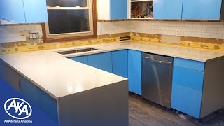 Quartz Countertop Installation with waterfall end