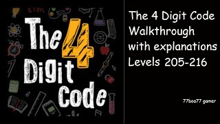 The 4 Digit Code walkthrough levels 205-216 with explanations