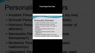 Psychologist Sam Says | Personality Disorders