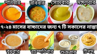 বাচ্চাদের খাবার/৭-২৪ মাসের বাচ্চাদের জন্য ৭ টি সকালের পুষ্টিকর নাস্তার রেসিপি/Weight Gain Baby Food