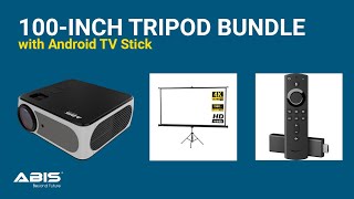 100" Tripod Projector Screen & Projector Bundle with Android TV Stick for Home