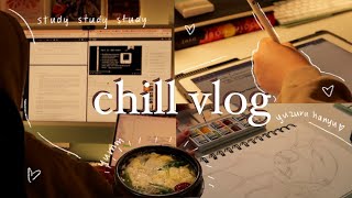 snowy chill vlog | study vlog, eating out, painting, reading, skating