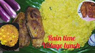 Village style Dal khichdi & baigni recipe 🥰 | Rain 🌧️☔ time simple and testy recipe #village cooking