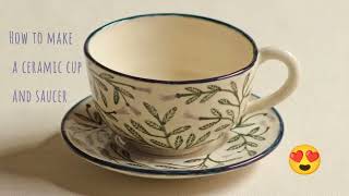 How to make a ceramic cup and saucer #ceramic #handmade #pottery #cup #saucer