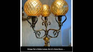 Vintage Pair of Italian Lamps, Set of 2, Home Decor, Home Lighting, Interior Design