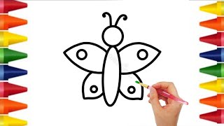 How to draw A butterfly for children. Bolalar uchun kapalak chizish va rang berish |Drawing for kids