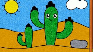 #how to draw cactus plant in desert#kids #art #drawing tutorial