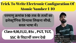 Trick To Write Electronic Configuration Of Atomic Number 1-10 #shorts