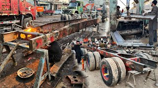 Transformation of a Rusted Truck Trailer Frame | Full Truck Trailer Frame Restoration |