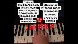 1-Up Girl piano tutorial (letters and numbers)