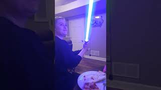 nerding out with new light Saber Obi-Wan light  Saber.