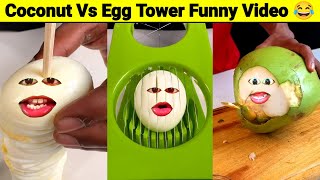 Coconut vs Egg Tower 😂 | Funny Videos |