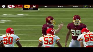 Playing madden mobile seasons Mode(Washington football team vs chiefs)￼ it was a crazy game!!