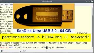 Cloning Kubuntu 20.04 from PC to USB3 with Partclone