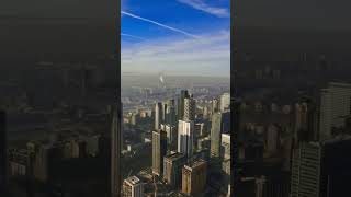 Canary Wharf and the financial district of East London- helicopter flyby  #shorts