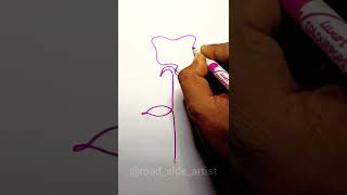 singal line rose drawing😍😍#short #art #youtubeshorts