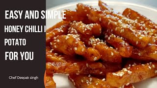 Easy recipe/honey chilli potato/how to make/