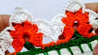 bico/barrado de crochê fácil   e diferente  para pano de prato #crochê #crochet #crocheting #barrado