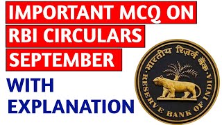 Important MCQ on RBI Circulars September 2023 l Monthly RBI Circulars l Hindi