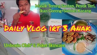 DAILY VLOG IRT 3 ANAK || Masak Pisang Goreng, Terong santan, Peyek Teri, Ikan Goreng + Sambel Kacang