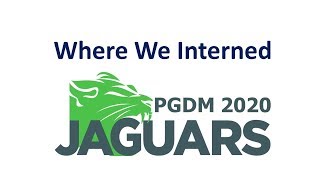 Where We Interned - PGDM 2018-20