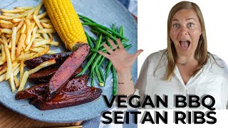 VEGAN BBQ SEITAN RIBS| STICKY VITAL GLUTEN RIBS| CHEWY VEGAN RIBS