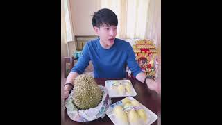 asian young guy trying durian funny clip