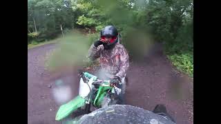 Chinese Lifan Xpect vs Japanese Kawasaki Klx230r riding trails with my brother in Ahmeek MI part 1