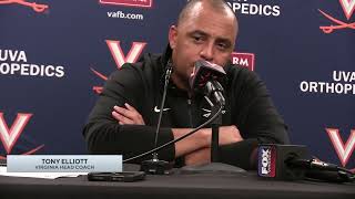 Virginia head coach Tony Elliott talks to the media after loss to Boston College