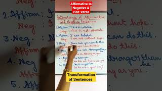 Interchange of Affimative & Negative Sentence   #shorts    #Transformation #education  #viralshorts