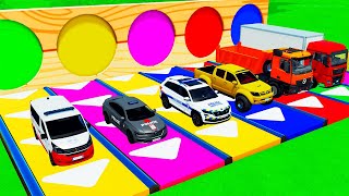 TRANSPORTING COLOR POLICE CARS, TOYOTA, INTO GARAGES!