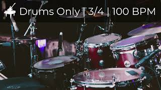 Simple Drum Beat | 3/4 | 100 BPM | Drums Backing Track for practise