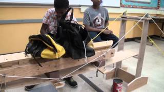 model suspension bridge under load