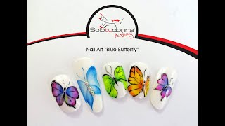 Free Video Course Solotudonna of Nail Art "Blue Butterfly"