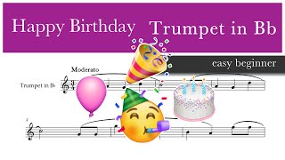 Happy Birthday – Trumpet in Bb sheet music – Easy Beginner