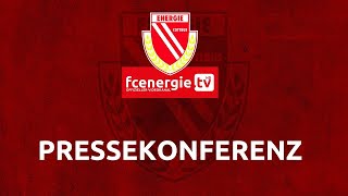 Pressekonferenz nach der Drittligapartie FC Energie Cottbus vs. Alemannia Aachen